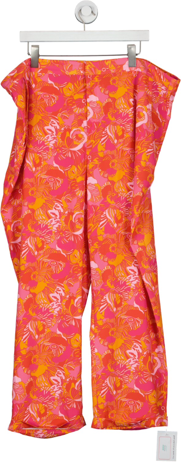 Never Fully Dressed Pink Vibrant Floral Print Tapered Trousers UK 22