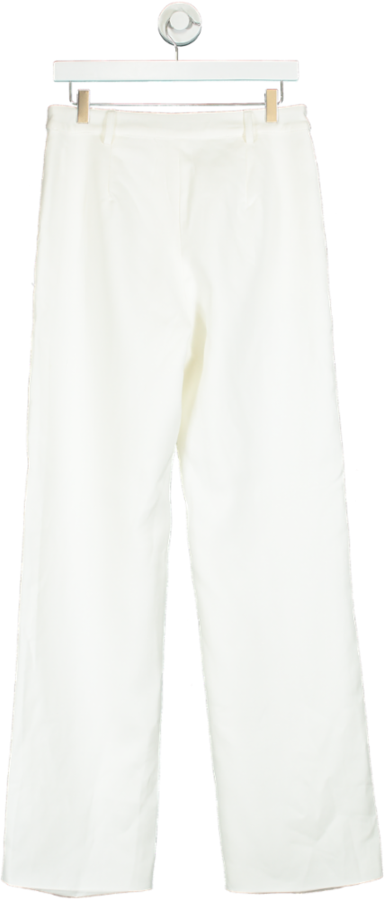 PrettyLittleThing White Premium Woven Pin Tuck Straight Leg Trousers UK 10
