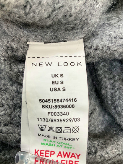 New Look Grey Zip-Up Knit Sweater UK S