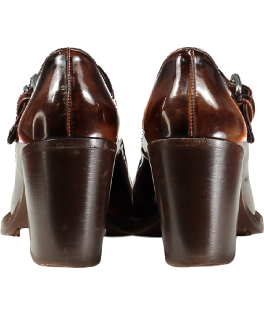 PRADA Brown Leather Mary Jane Court Shoes UK 2 EU 35 👠
