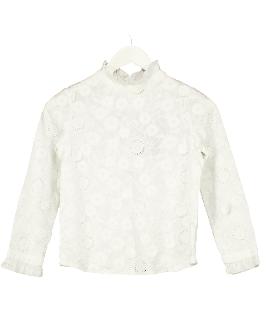 Bonpoint White Cotton Floral Embroidered Top 10 Years
