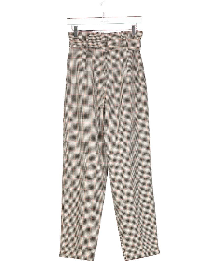 MANGO Brown Check Suit Trouser With Buckle Detail UK 6