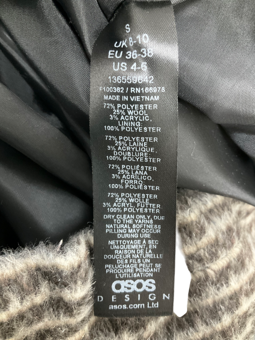 ASOS Brown Funnel Neck Formal Bomber Jacket UK S