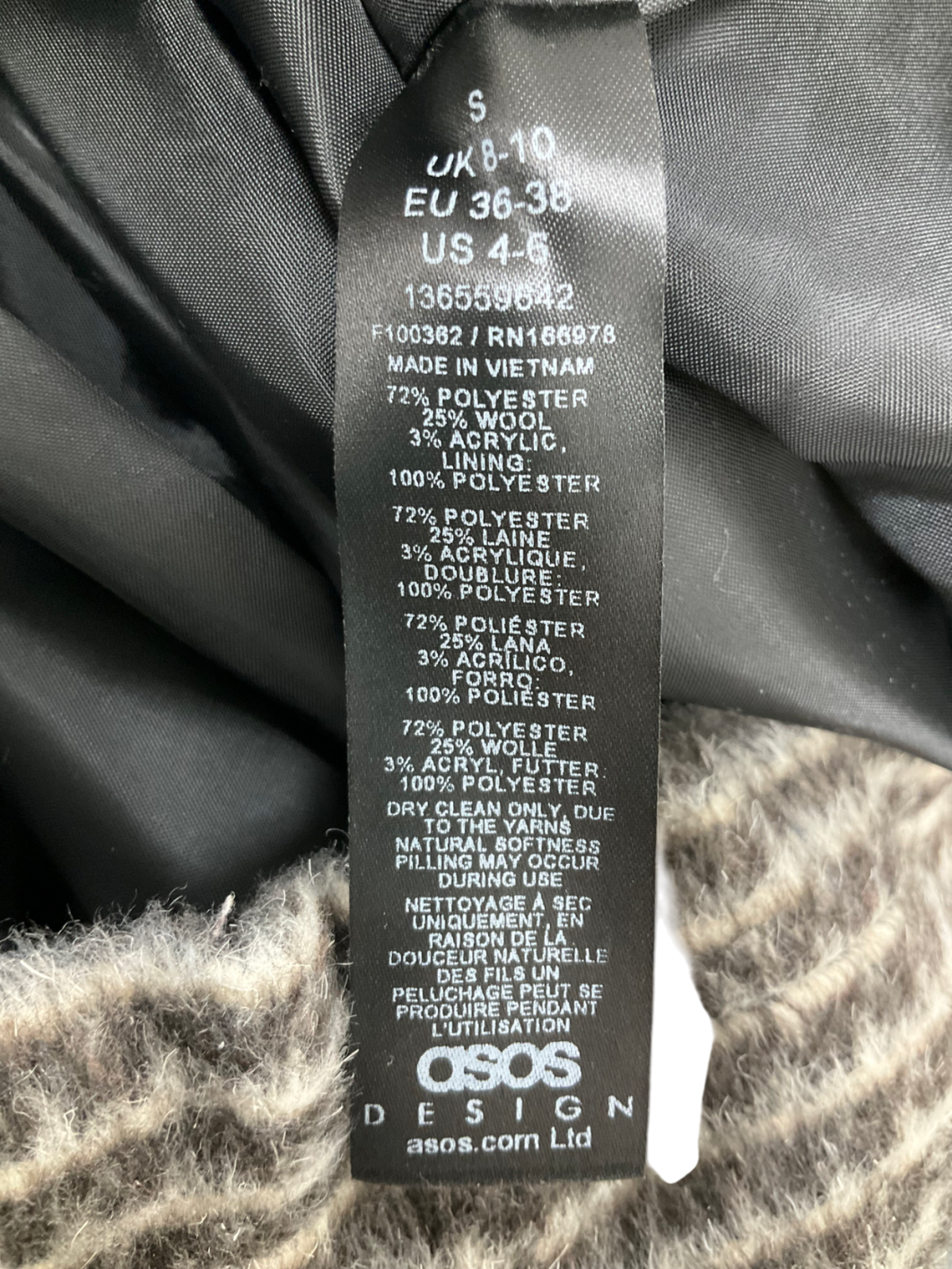 ASOS Brown Funnel Neck Formal Bomber Jacket UK S