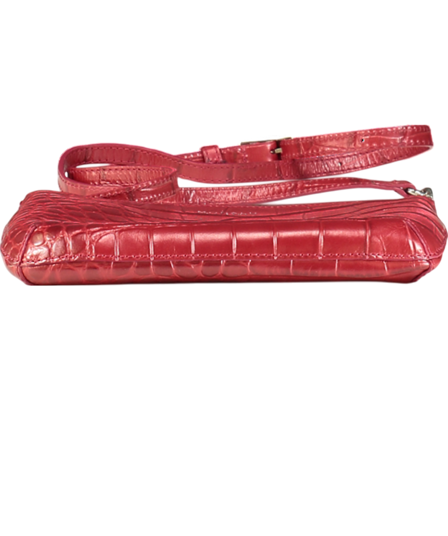 MODALU Red Croc Embossed Leather Crossbody Bag