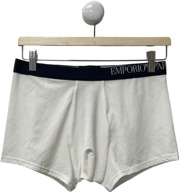 Emporio Armani White Soft Modal Logo Waistband Boxer Briefs UK M