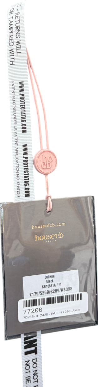 House of CB Black Juliana Vegan Leather Midi Dress UK M