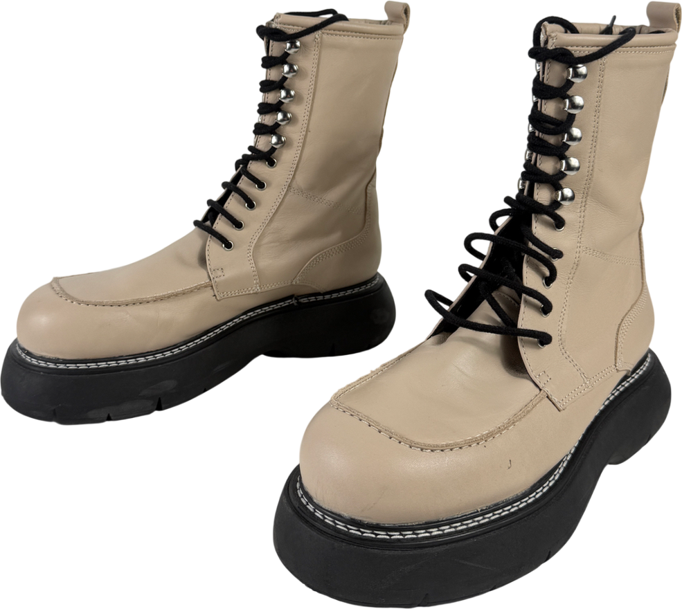 Topshop Nude Apis Chunky Lace Up Boot UK 7 EU 40 👠