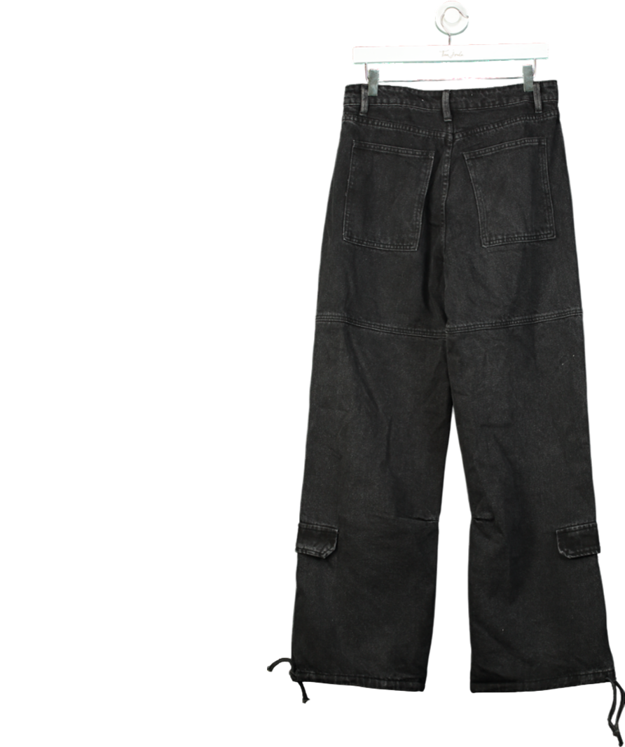 Gateless Black Wide-leg Cargo Jeans UK M