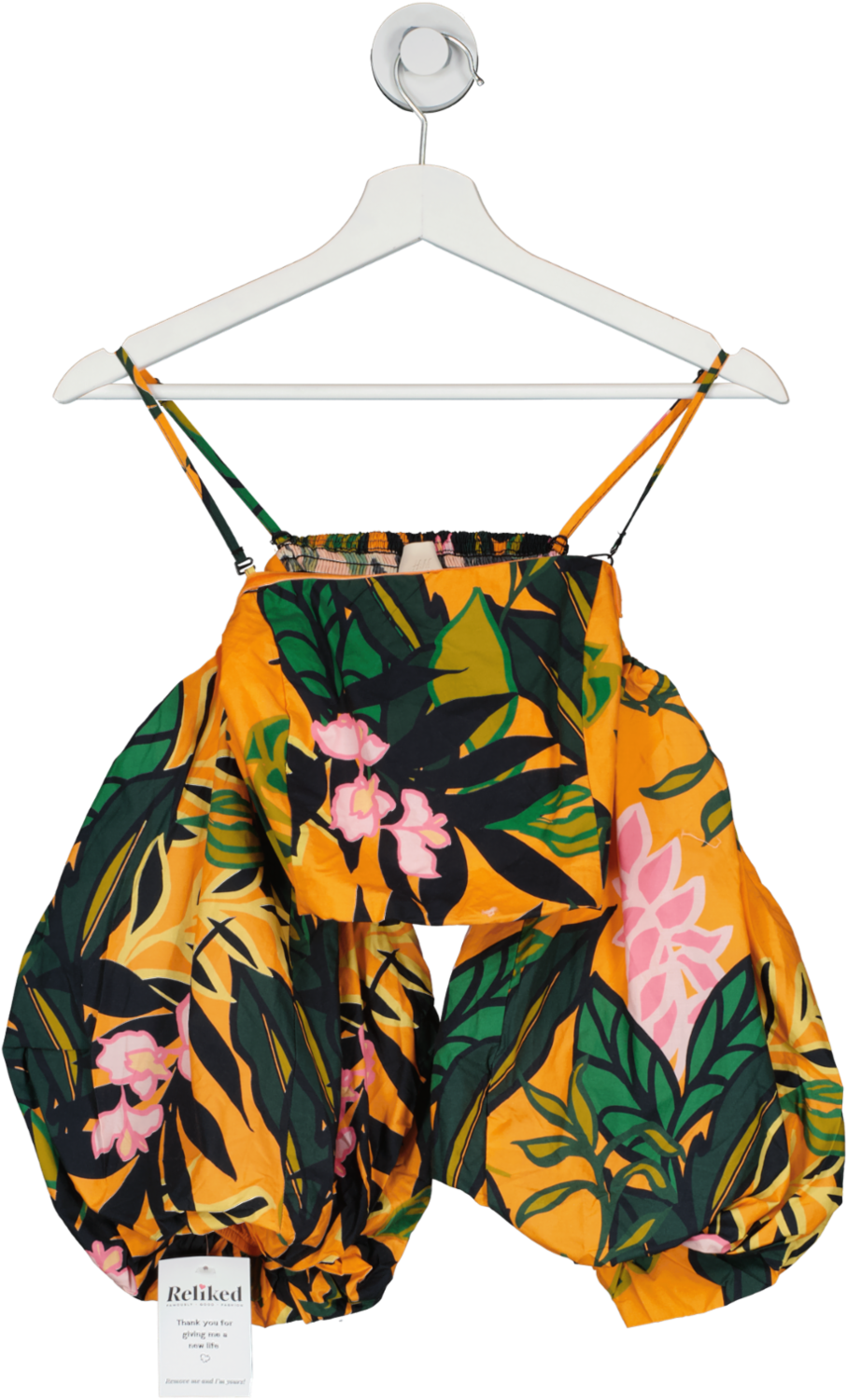 H&M Orange Puff Sleeved Poplin Blouse UK 8