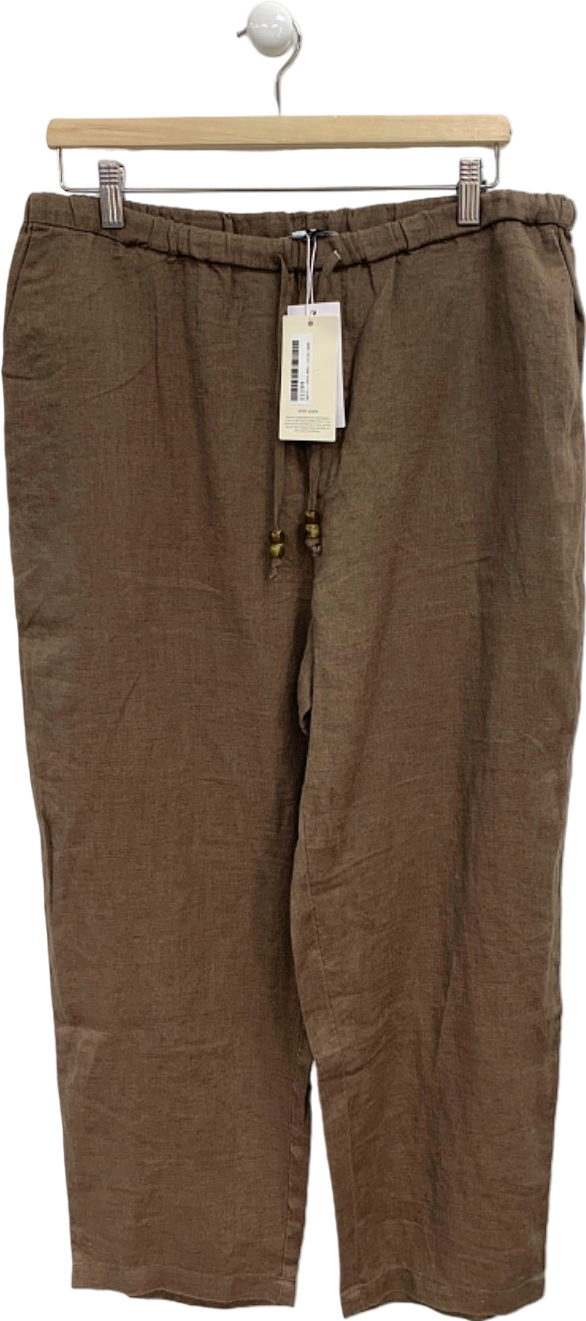 Mango Brown Linen Trousers UK L