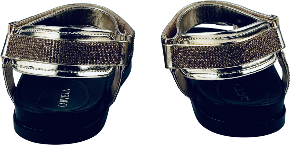 CARVELA Metallic Gold Block Flat Open Toe Sandals UK 5 EU 38 👠