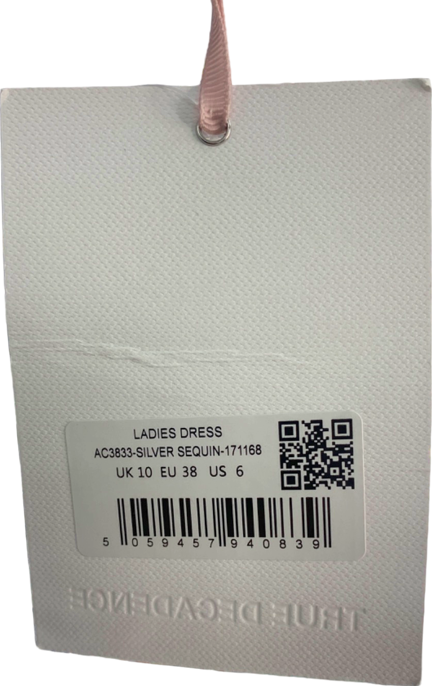 True Decadence Silver Sequin Strapless Dress UK 10