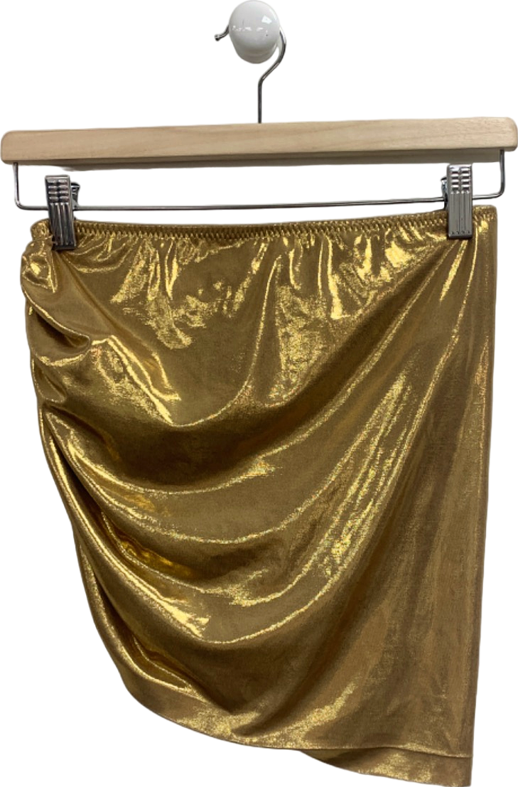Norma Kamali Gold Metallic Drape Skirt UK M