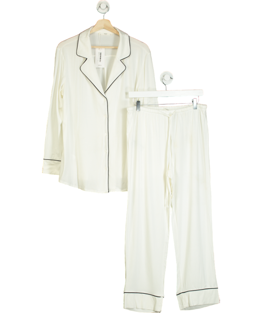 MANGO White Two-piece Pyjamas With Piping UK L
