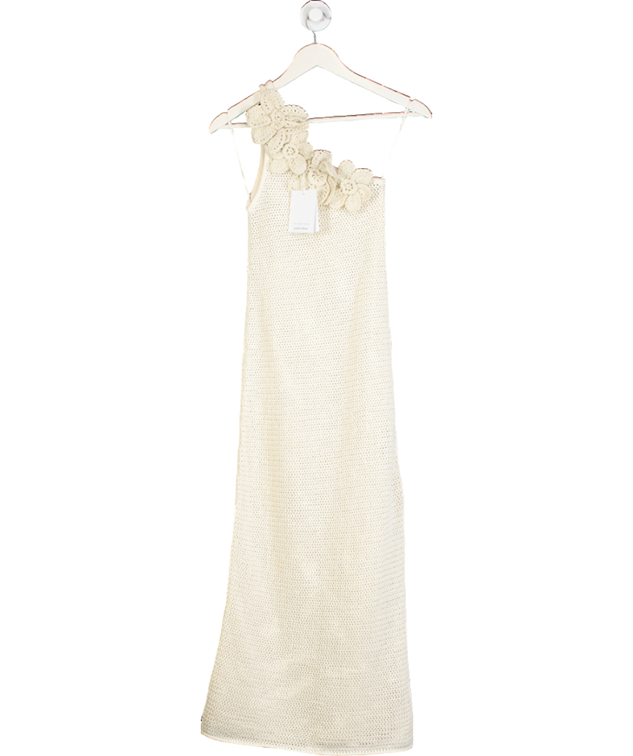& Other Stories Beige Crocheted One-shoulder Midi Dress UK XS