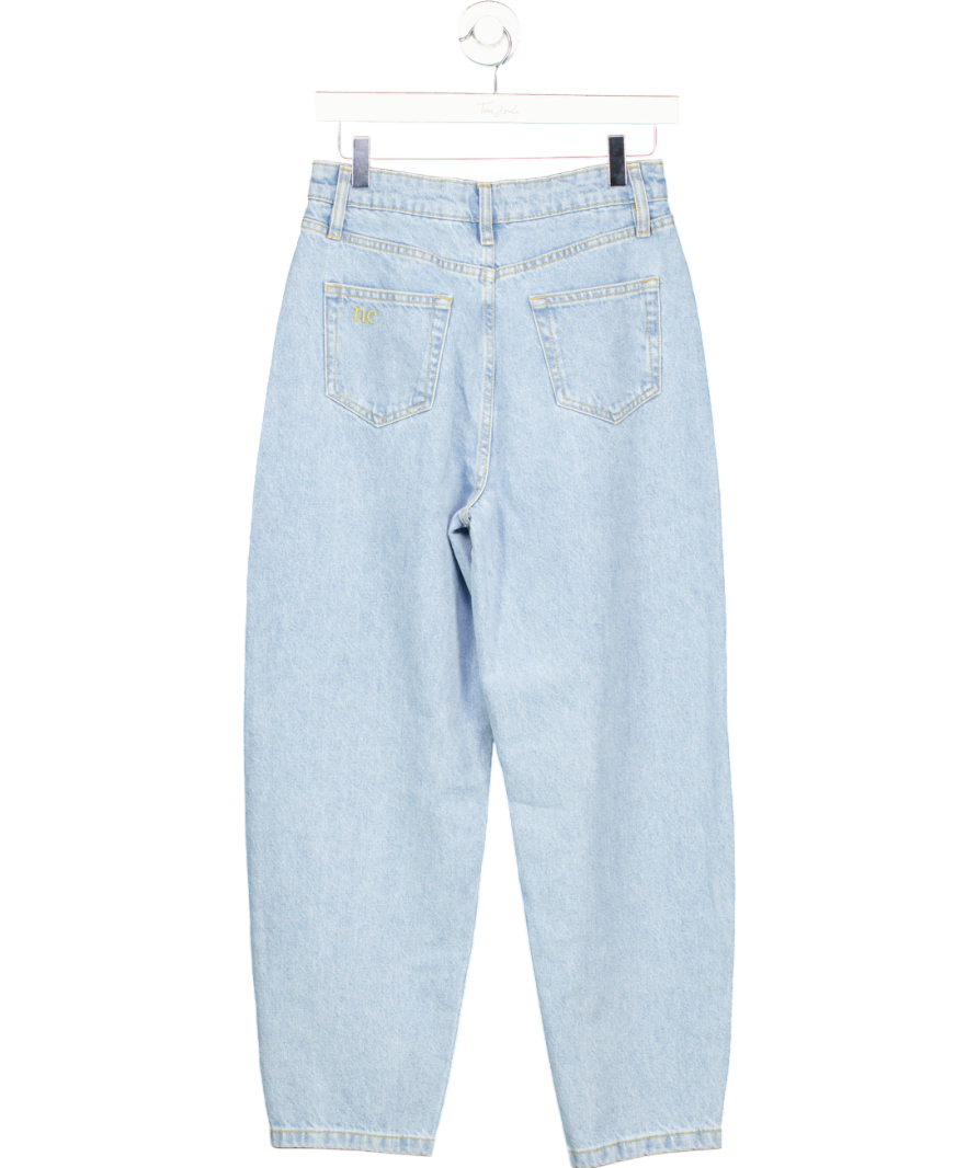 Nobody's Child Blue Light Wash High Rise Barrel Leg Jeans - Short Length UK 8