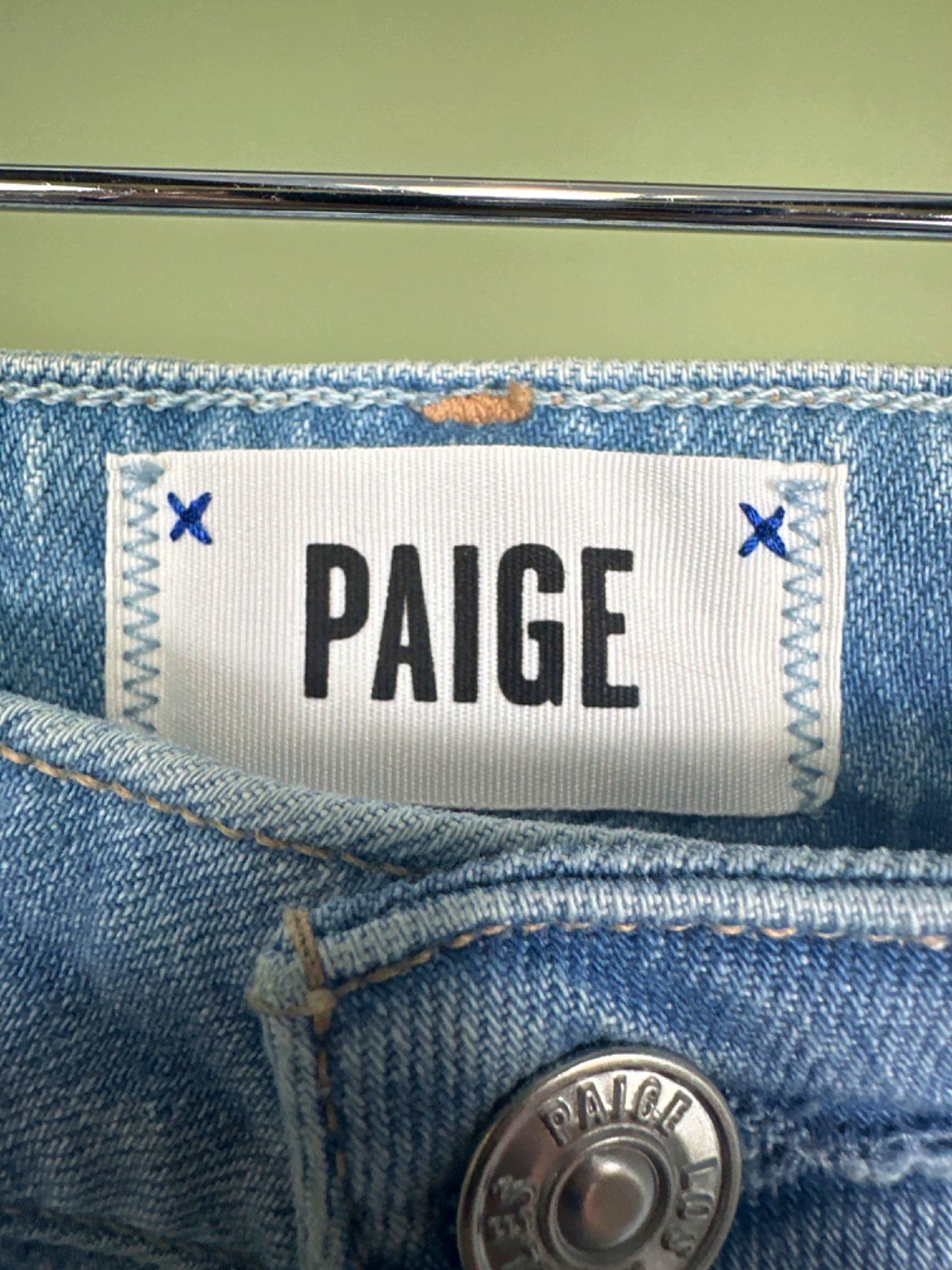 PAIGE Blue High-Rise Denim Shorts W27