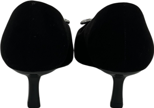 forever comfort Black Slip On Dimante Buckle Heels UK 5 EU 38 👠