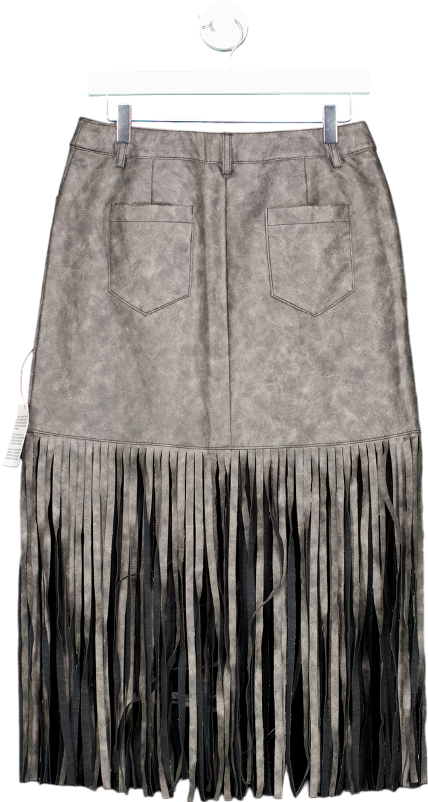 ASOS DESIGN Grey Fringe Detail Skirt UK 10