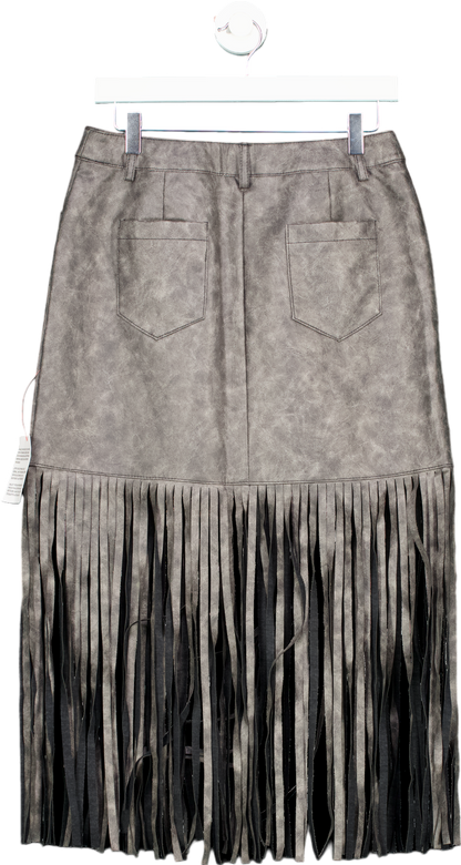 ASOS DESIGN Grey Fringe Detail Skirt UK 10