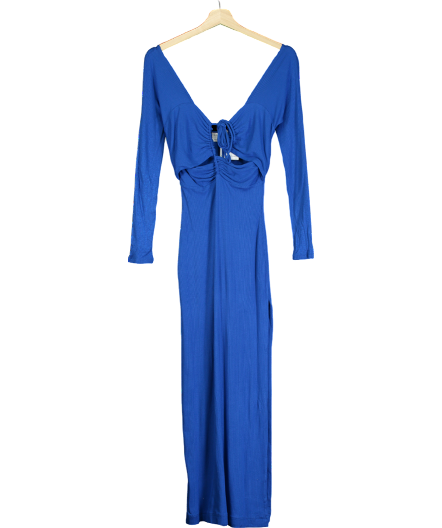 Lama Jouni Blue Cut Out Long Sleeve Maxi Dress UK S
