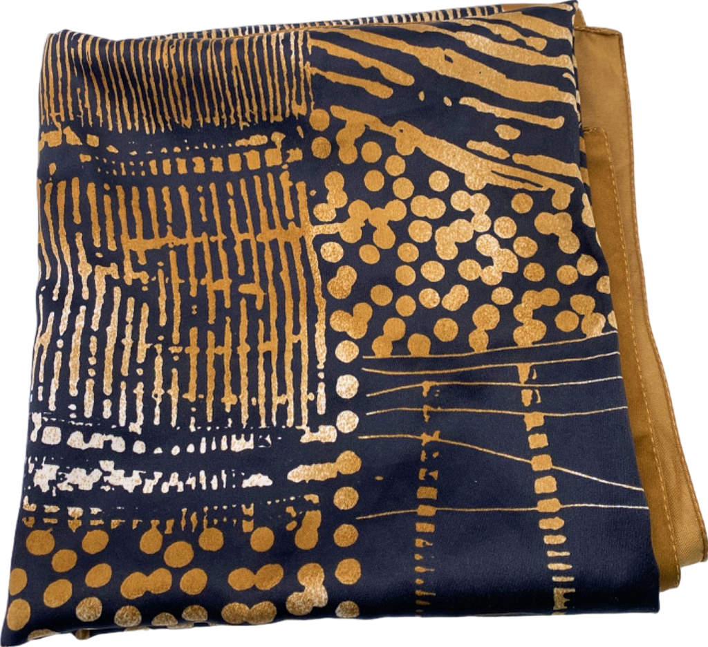 Unknown Brand Brown and Navy Patterned Scarf