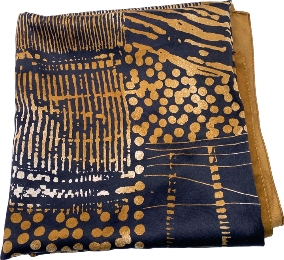 Unknown Brand Brown and Navy Patterned Scarf