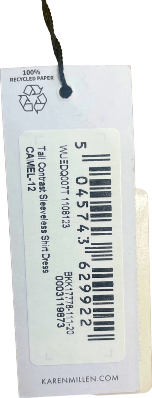 Karen Millen Camel Sleeveless Button-Down Dress UK 12