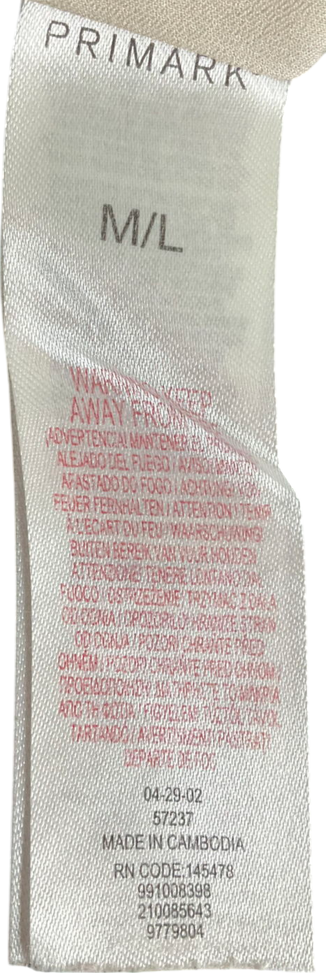 Primark Cream Satin Long Sleeve Shirt Pyjama Set UK M/L