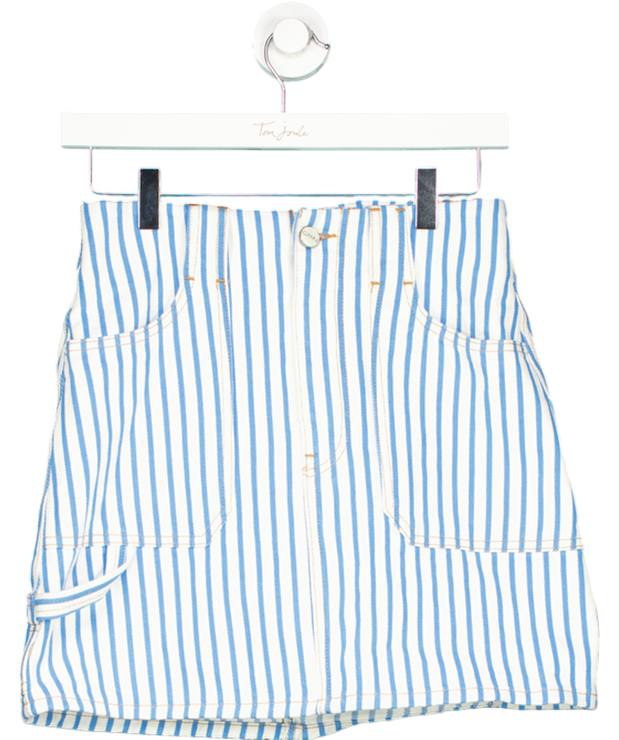 Ganni Blue Striped Denim Mini Skirt UK 6