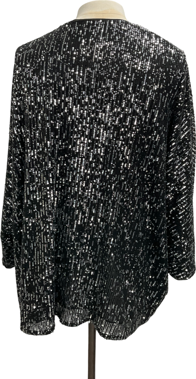 live unlimited Black Curve Sequin Kimono UK 28