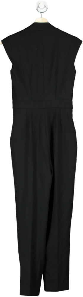 Karen Millen Black Wrap Collar Sleeveless Jumpsuit UK 6
