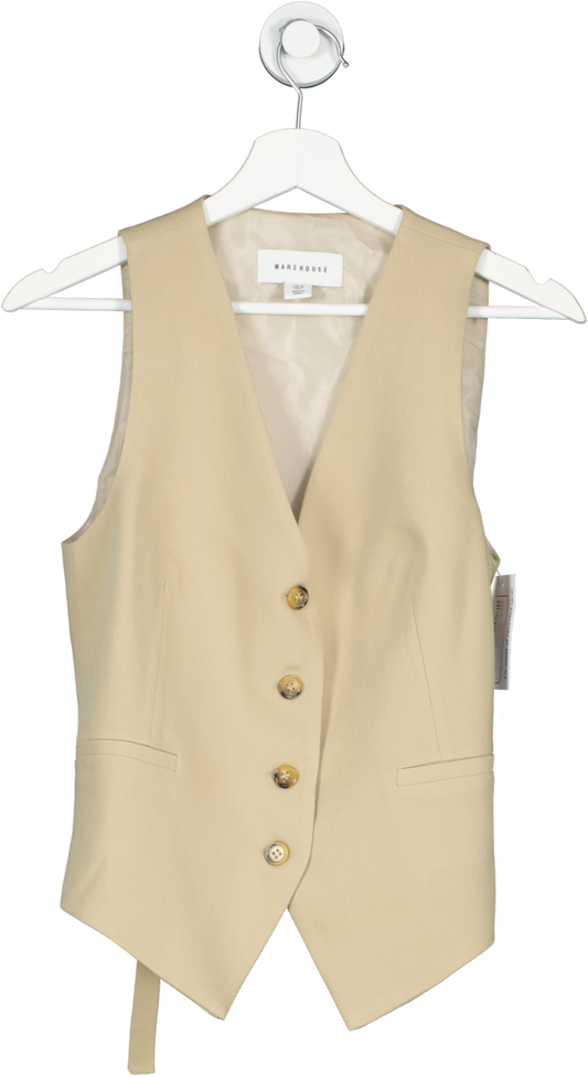 Warehouse Beige Tailored Fitted Waistcoat UK 10