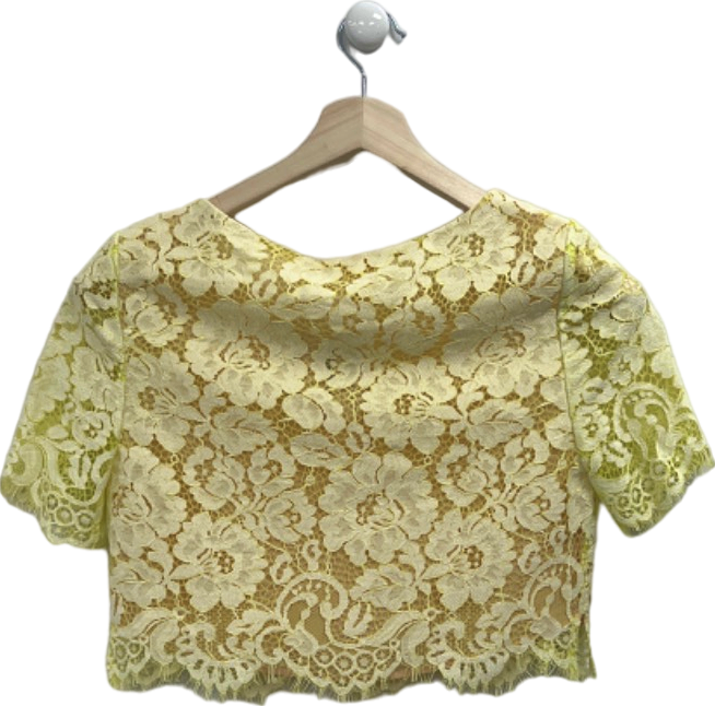 Erin Yellow Lace Crop Top Size UK 10