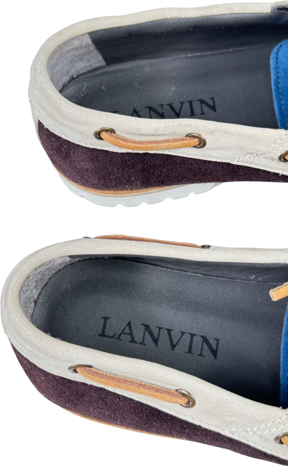 LANVIN Blue / Multi Leather & Suede Boat Shoes UK 9 EU 43 👞