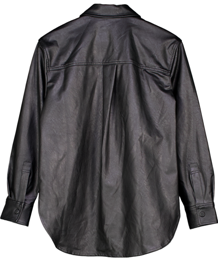 Spanx Black Long Sleeve Faux Leather Shirt UK S