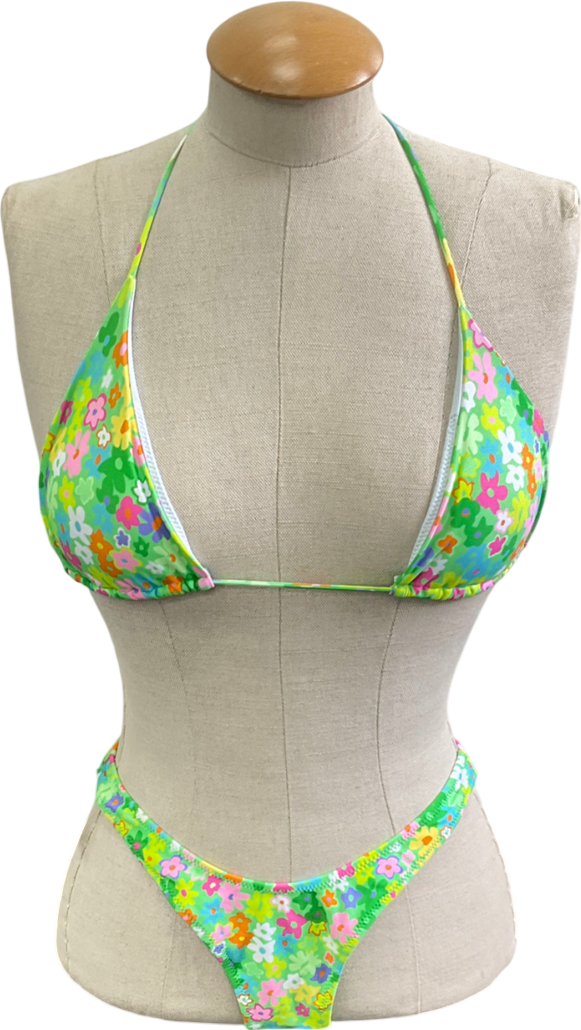 White Fox Green Golden Hour Bikini Set UK XS