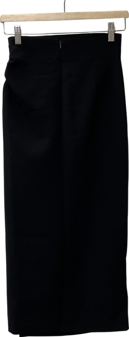 ZARA Black Ruched Side Split Pencil Skirt UK XS