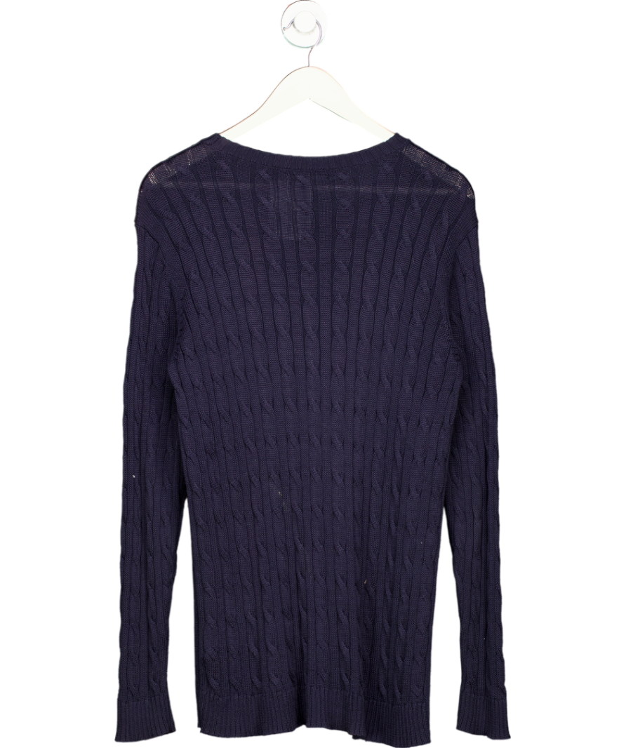 Ralph Lauren Blue Knit Sweater With Gold Logo UK M