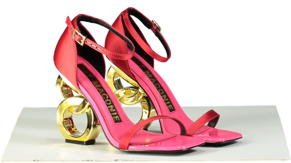 Kat Maconie Red/Gold Ankle Strap Sandal with Unique Heel UK 4