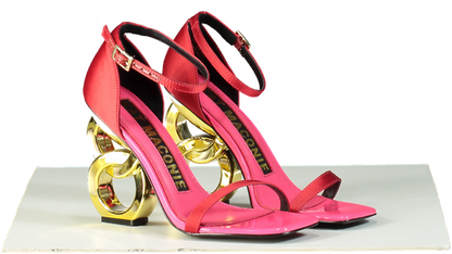 Kat Maconie Red/Gold Ankle Strap Sandal with Unique Heel UK 4