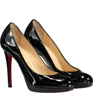 Christian Louboutin Patent Leather Platform Pumps Black 100mm UK 4 EU 37