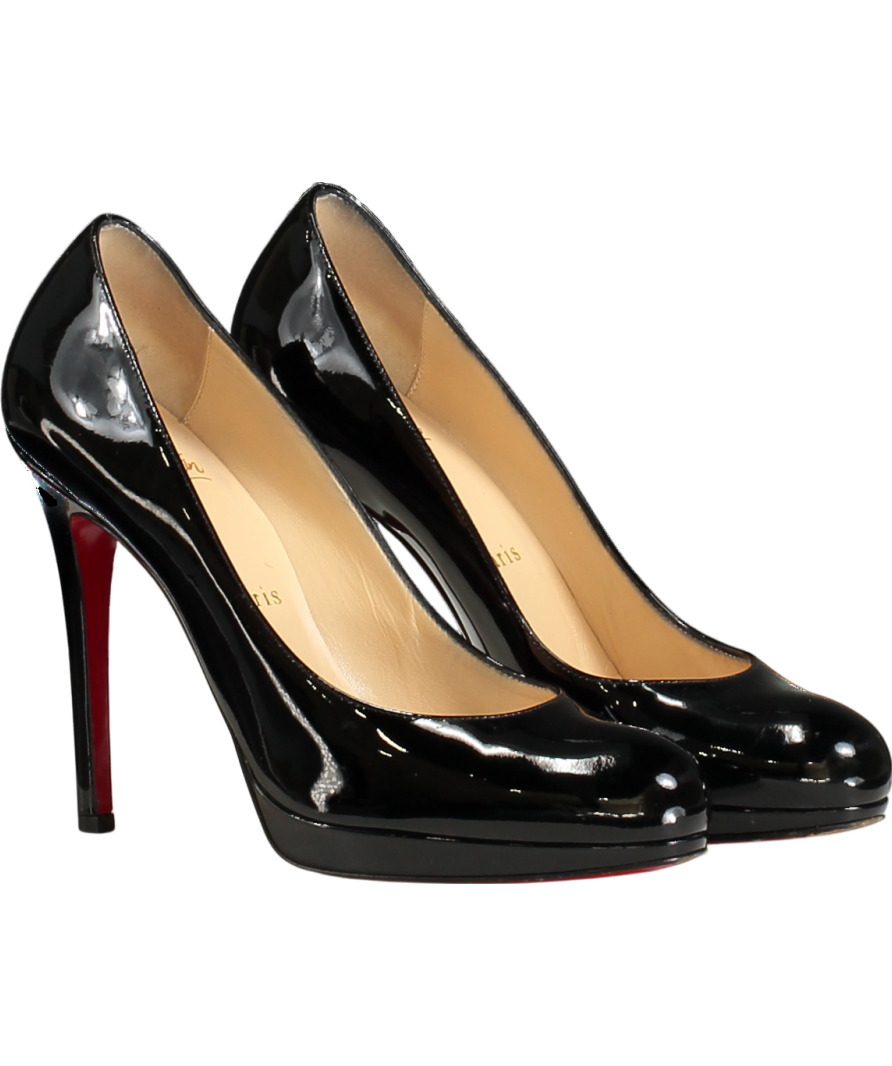 Christian Louboutin Patent Leather Platform Pumps Black 100mm UK 4 EU 37 👠