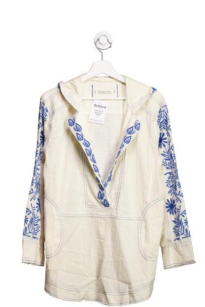Free People Cream Lagos Embroidered Hooded Top UK XS