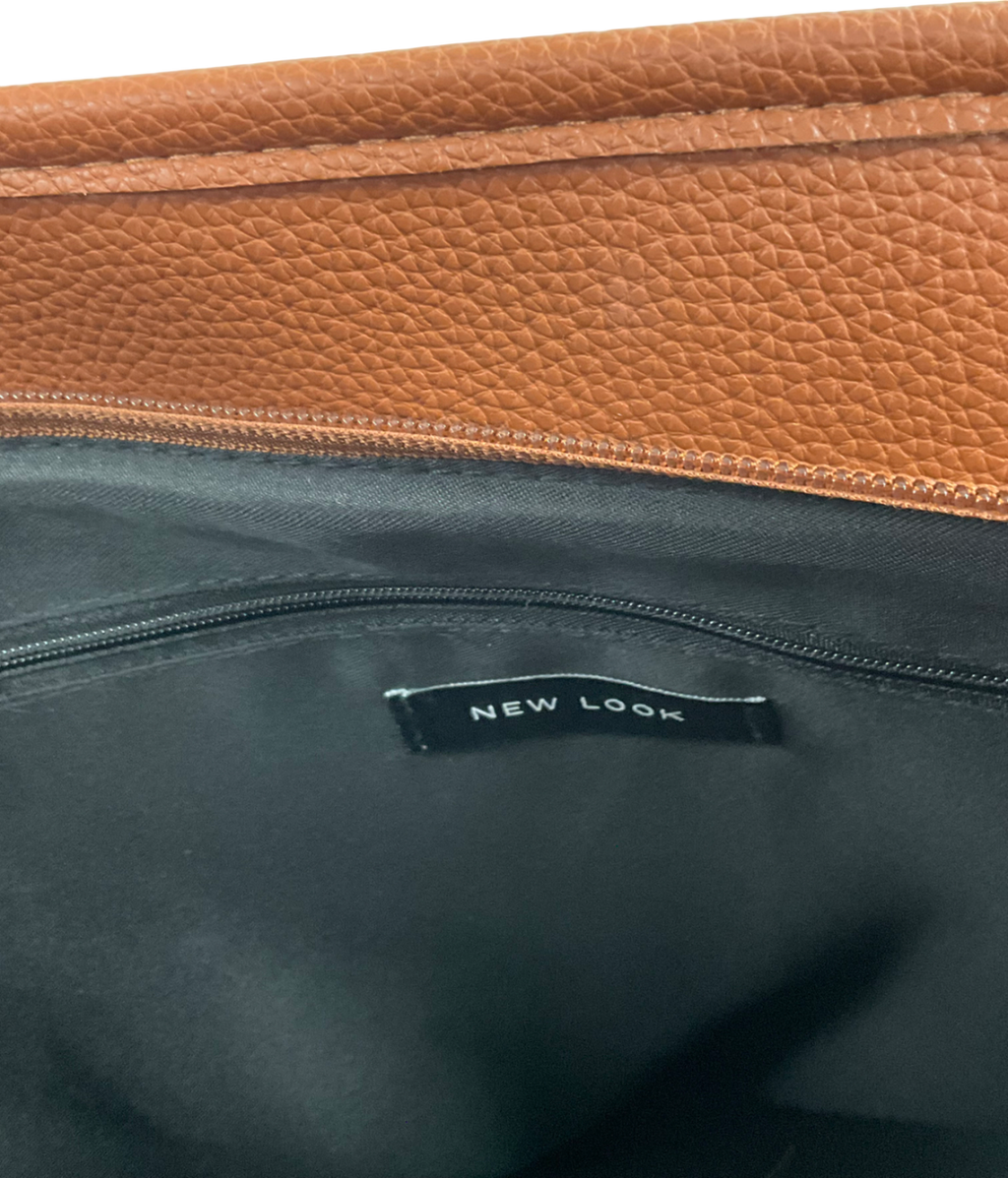 New Look Brown Monogram Faux Leather Tote Bag One Size