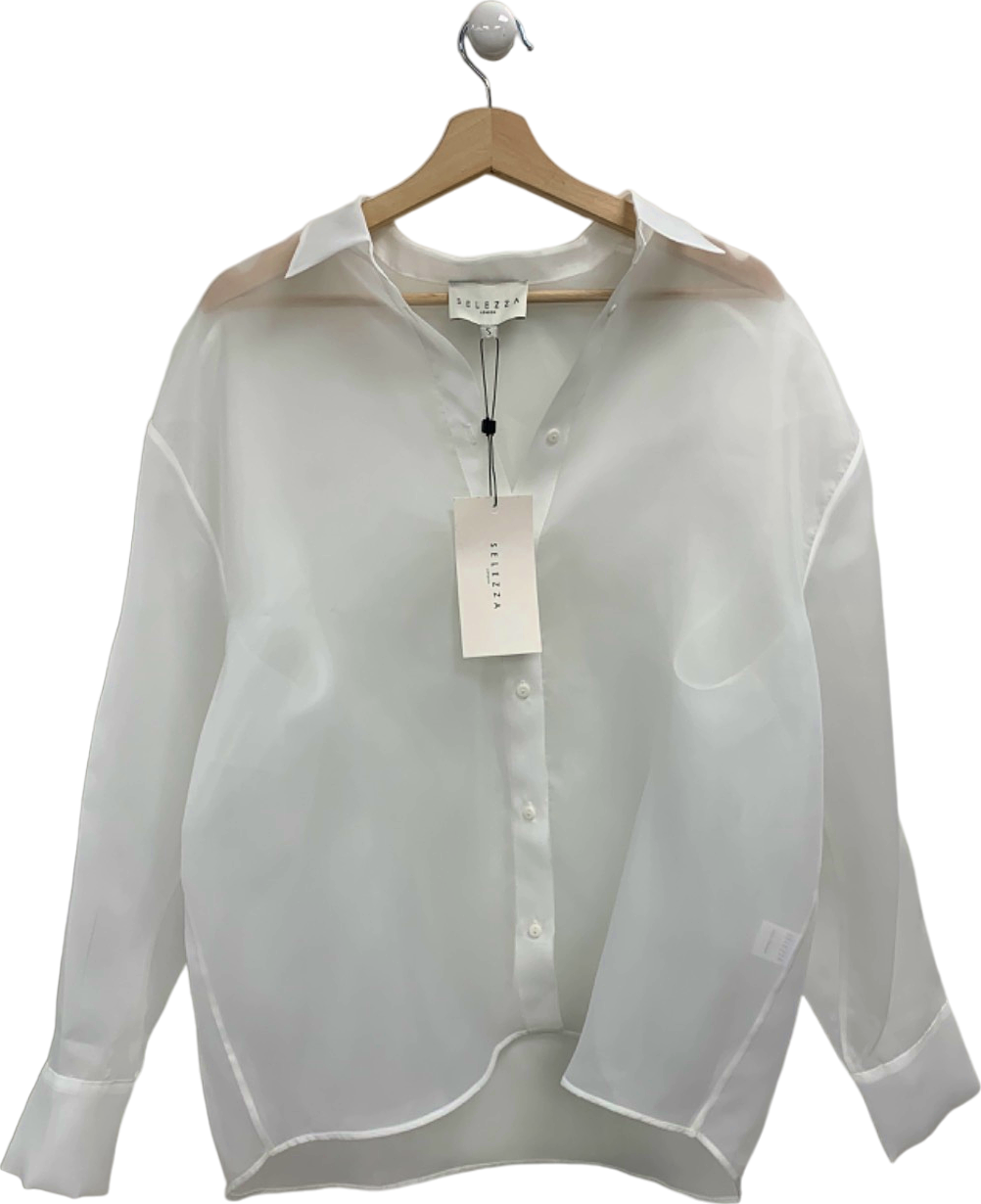 Selezza White Sheer Margot Blouse UK S