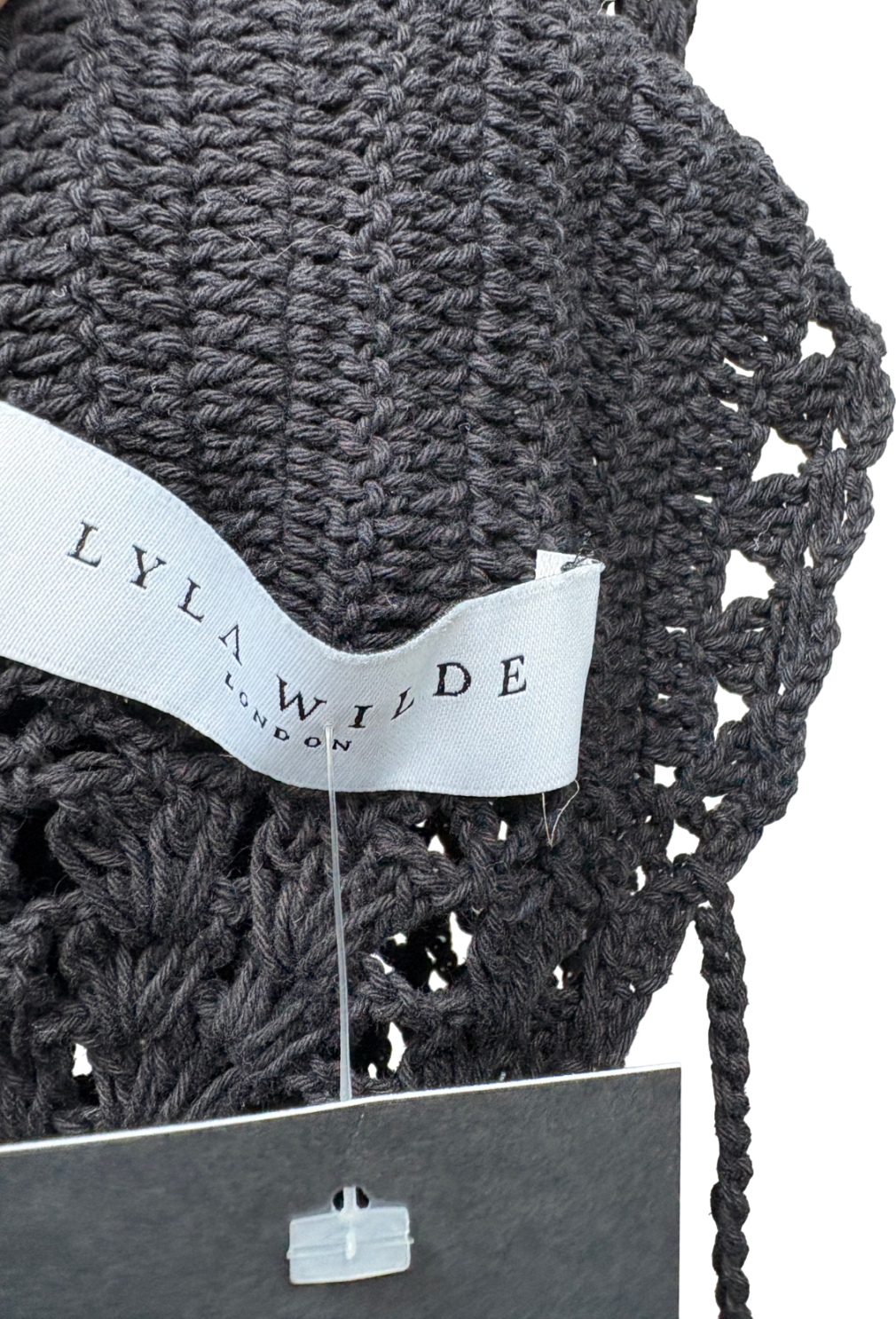 Lyla Wilde Black Crochet Maxi Dress Beach Cover Up UK XS/S