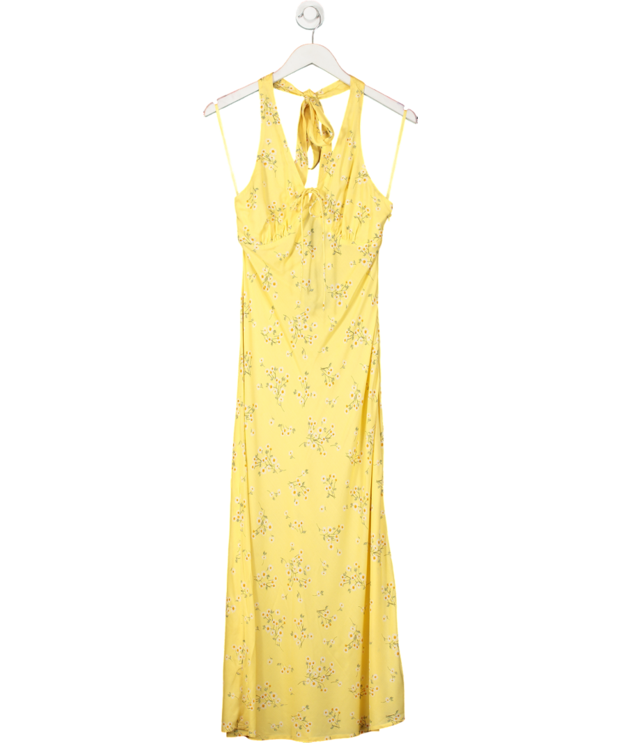 Nobody's Child Yellow Elizabeth Scarlett Floral Halter Neck Lyne Midi Dress UK 8