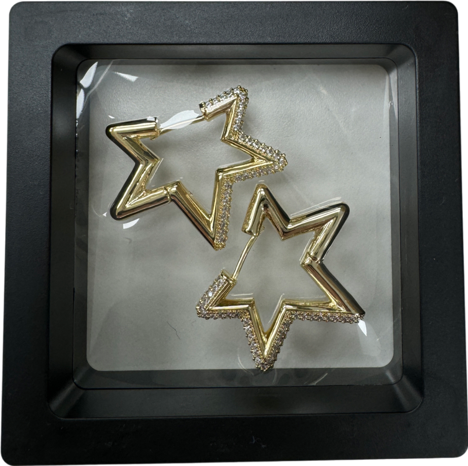 Gold Star Crystal Embellished Earrings In Gift Box